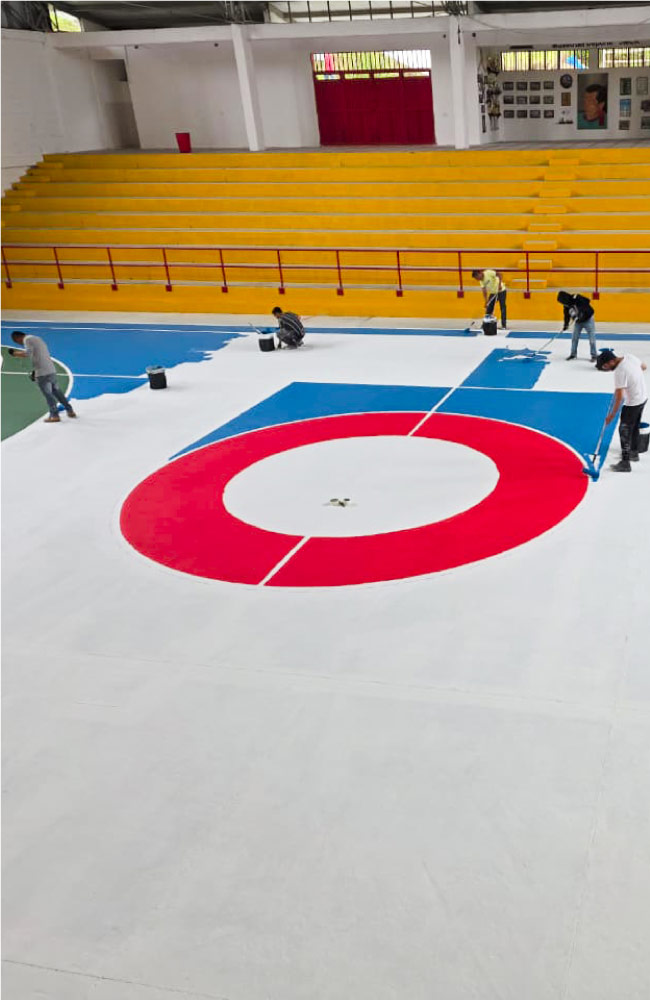 pintura de cancha deportiva por all design en manizales