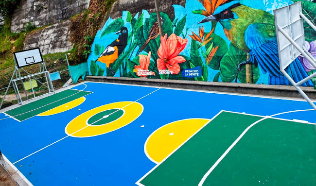 pintura de cancha deportiva por all design en manizales