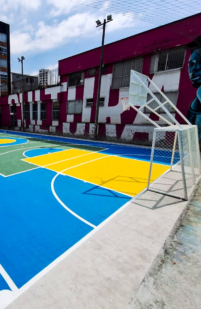 pintura de cancha deportiva por all design en manizales